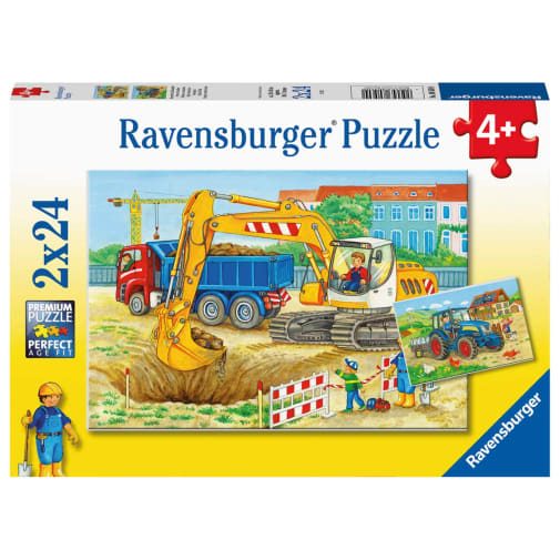 Farm & Construction Site: 2 Puzzles (24 Piece each)