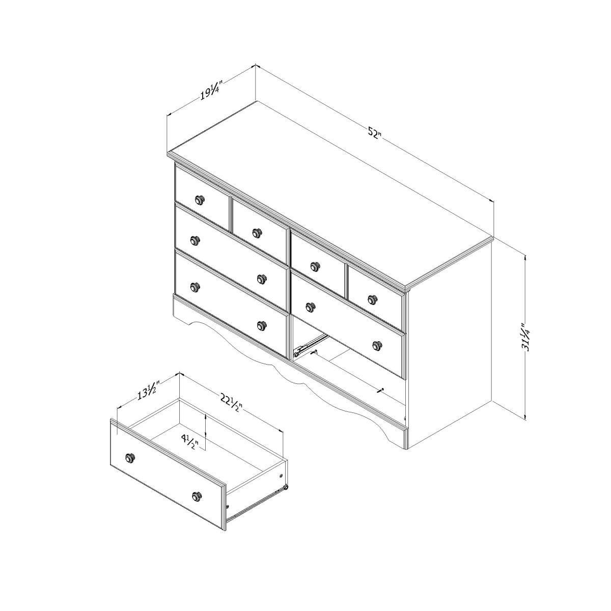 Summer Breeze 6Drawer Double Dresser Dresser Kids Bedroom Baby