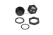 Cat6A RJ45 Shielded Industrial Panelmount Bulkhead Coupler with Dust Cap, Weatherproof, Black