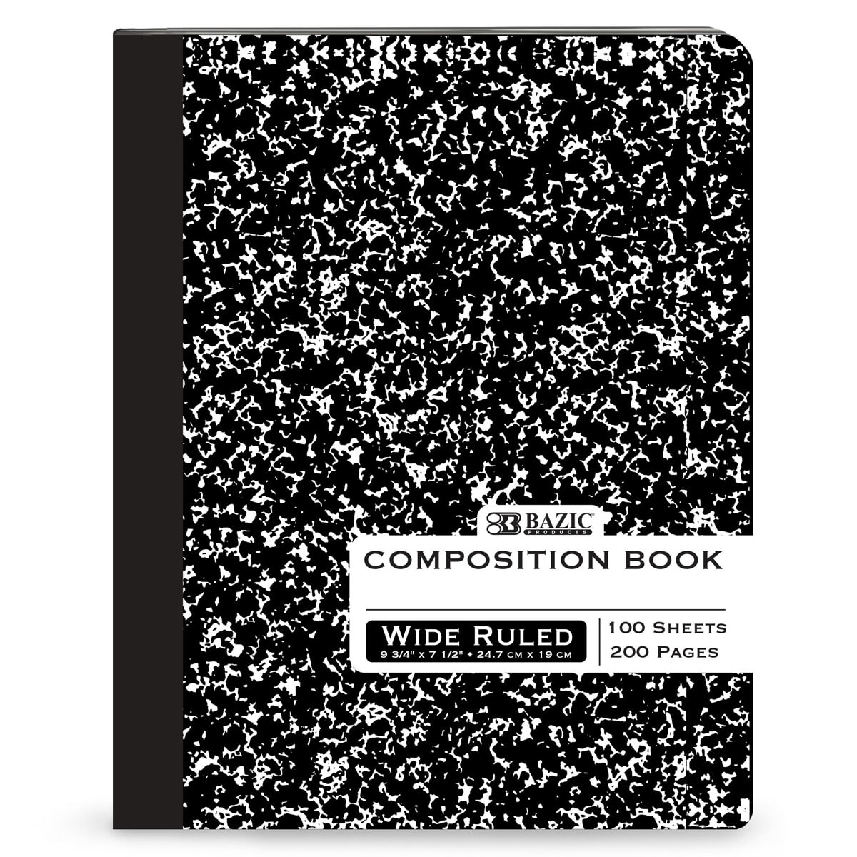 Wide Ruled Black Marble Composition Book