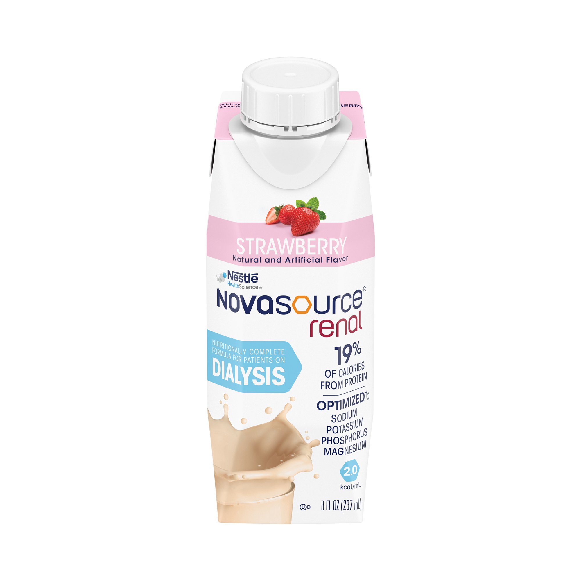 Novasource Renal Strawberry Formula for Patients on Dialysis, 8-ounce carton MK 1178535