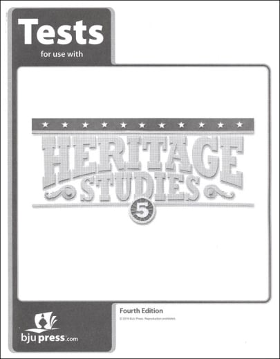 BJU Press Heritage Studies 5 Tests 4th Edition