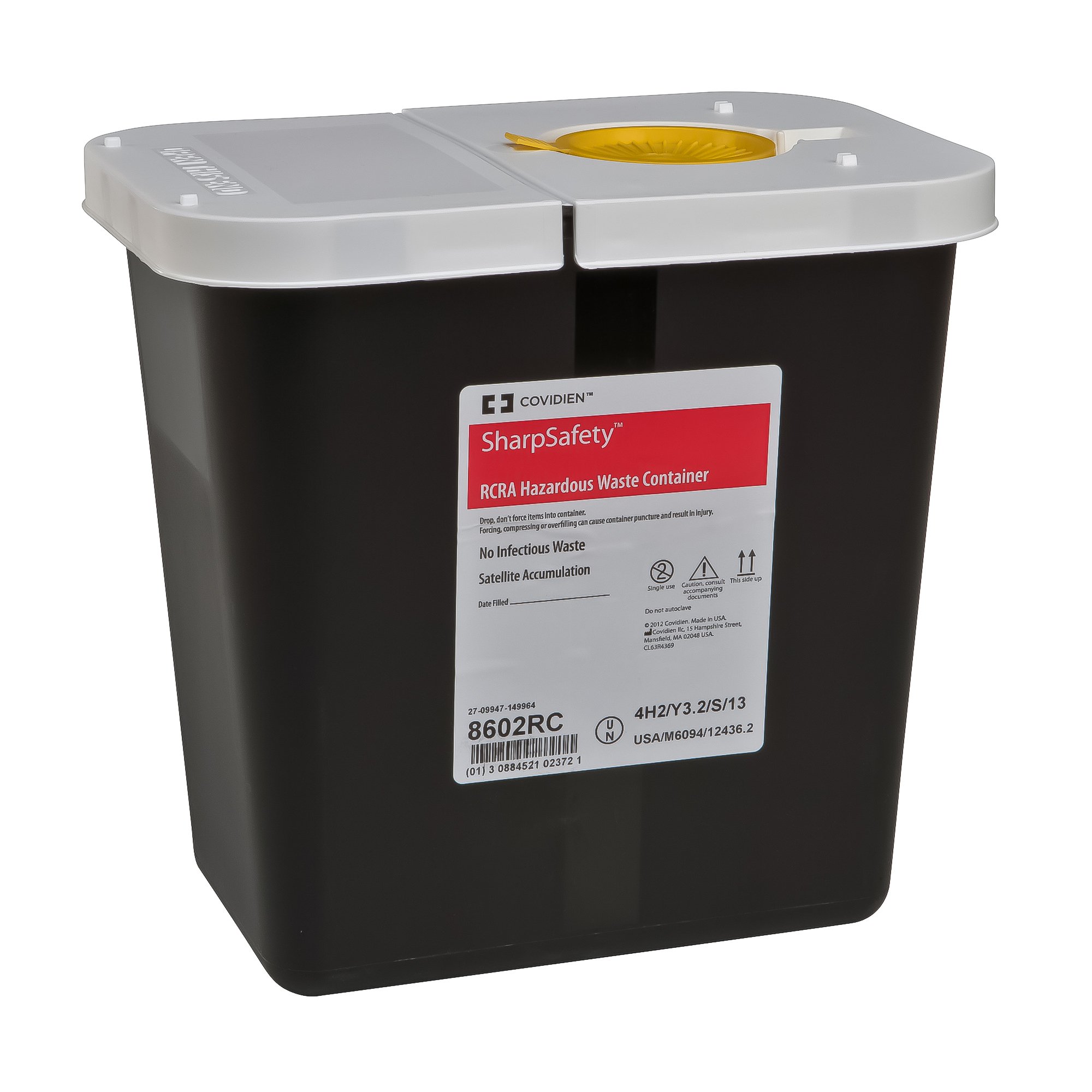 SharpSafety RCRA Waste Container, 2 Gallon, 10.5 x 10 x 7.25 Inch MK 530476