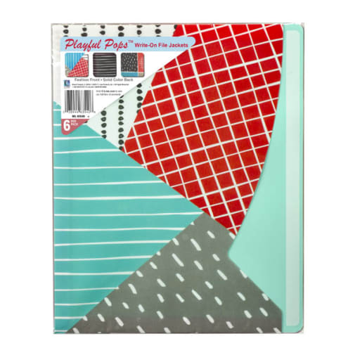 Playful Pops Write-On File Jackets, Assorted, 6 pack