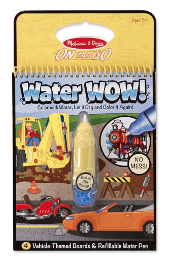 Melissa & Doug On the Go Water Wow! Reusable Water-Reveal Activity Pads,  3-pk, Vehicles, Animals, Alphabet 