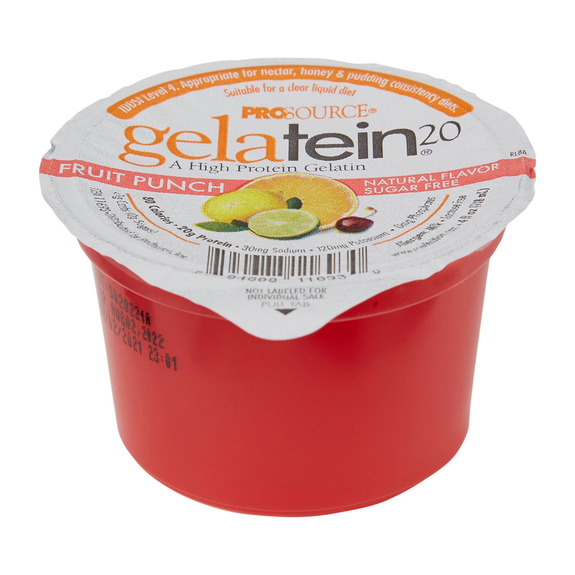 Gelatein 20 Fruit Punch High Protein Gelatin, 4-ounce cup MK 778508