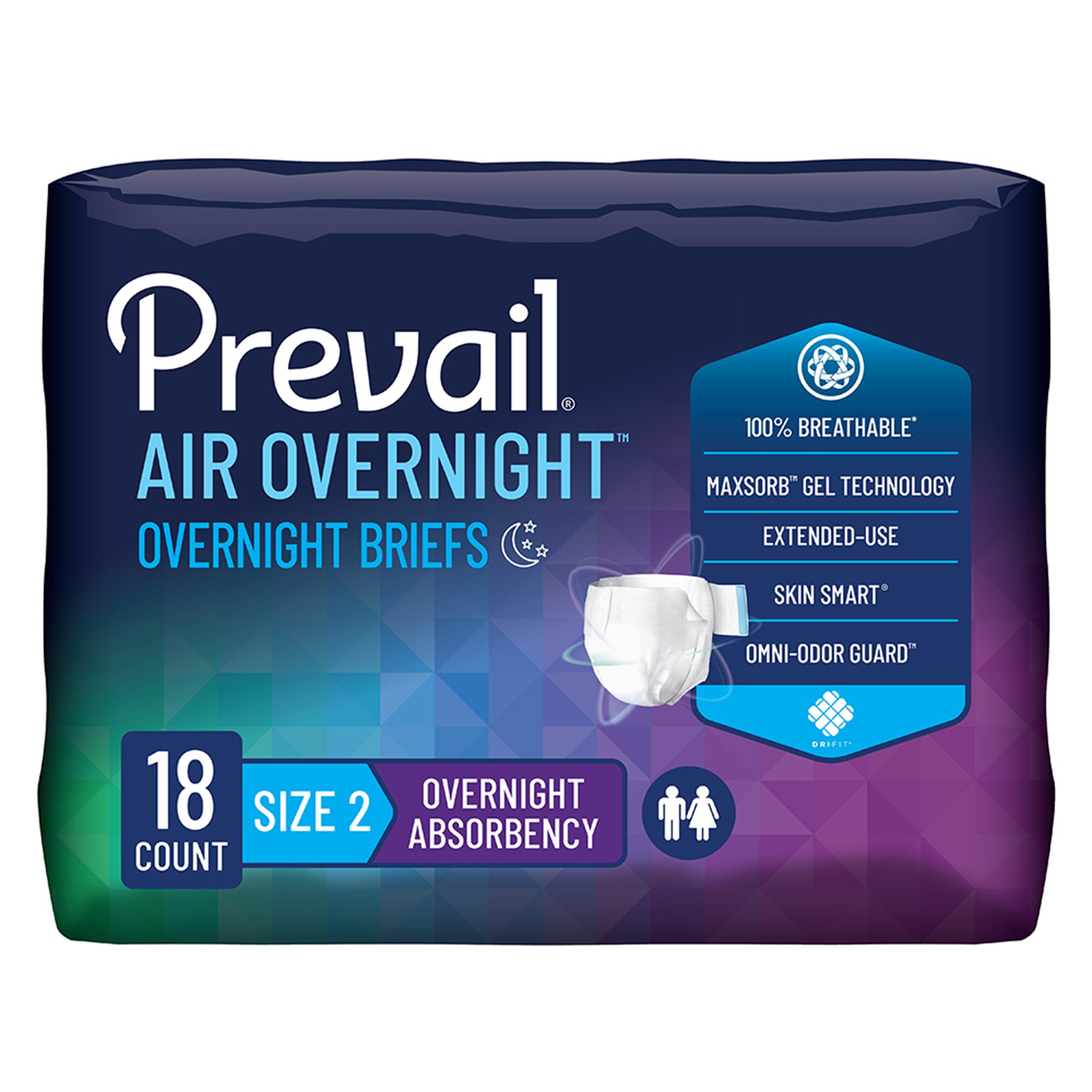 Prevail Air Overnight Briefs Overnight Absorbency, Size 2 MK 1126351