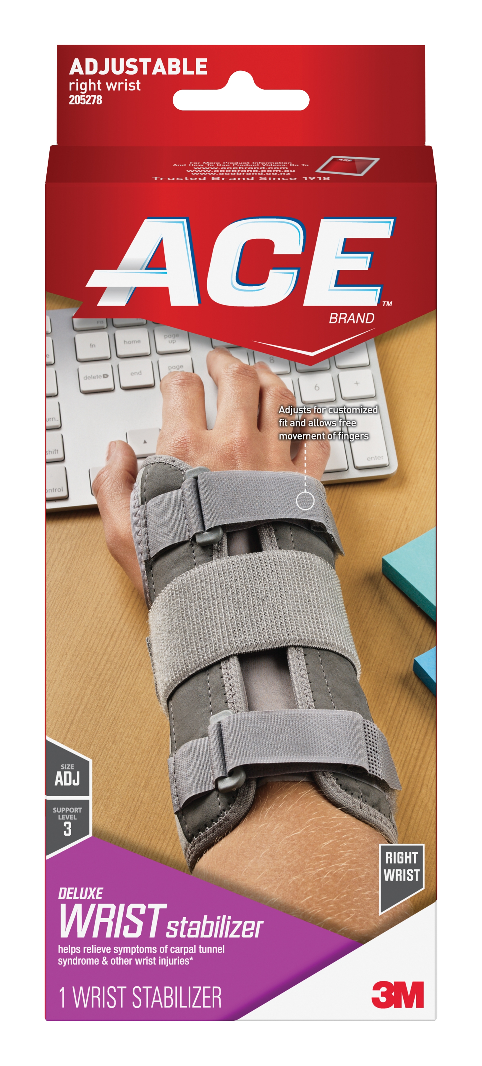 3M Ace Right Wrist Brace, One Size Fits Most MK 1084223