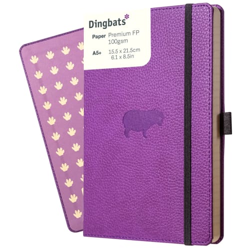 Dingbats Wildlife A5 Purple Hippo Notebook - Lined