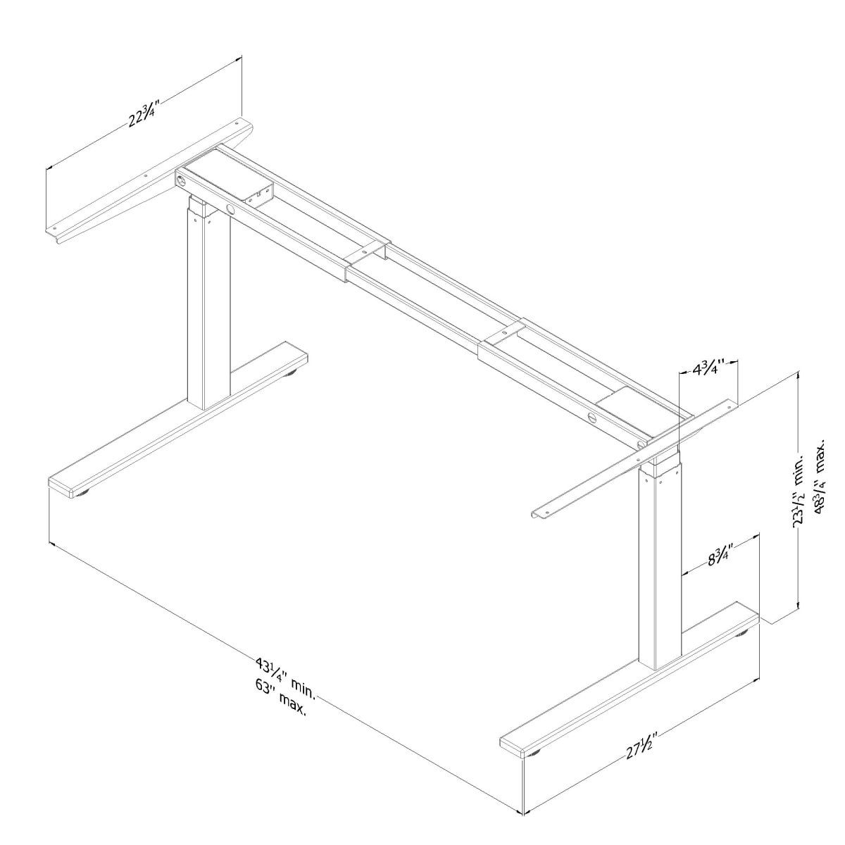 Electric Adjustable Height Standing Desk Frame Pure White Interface