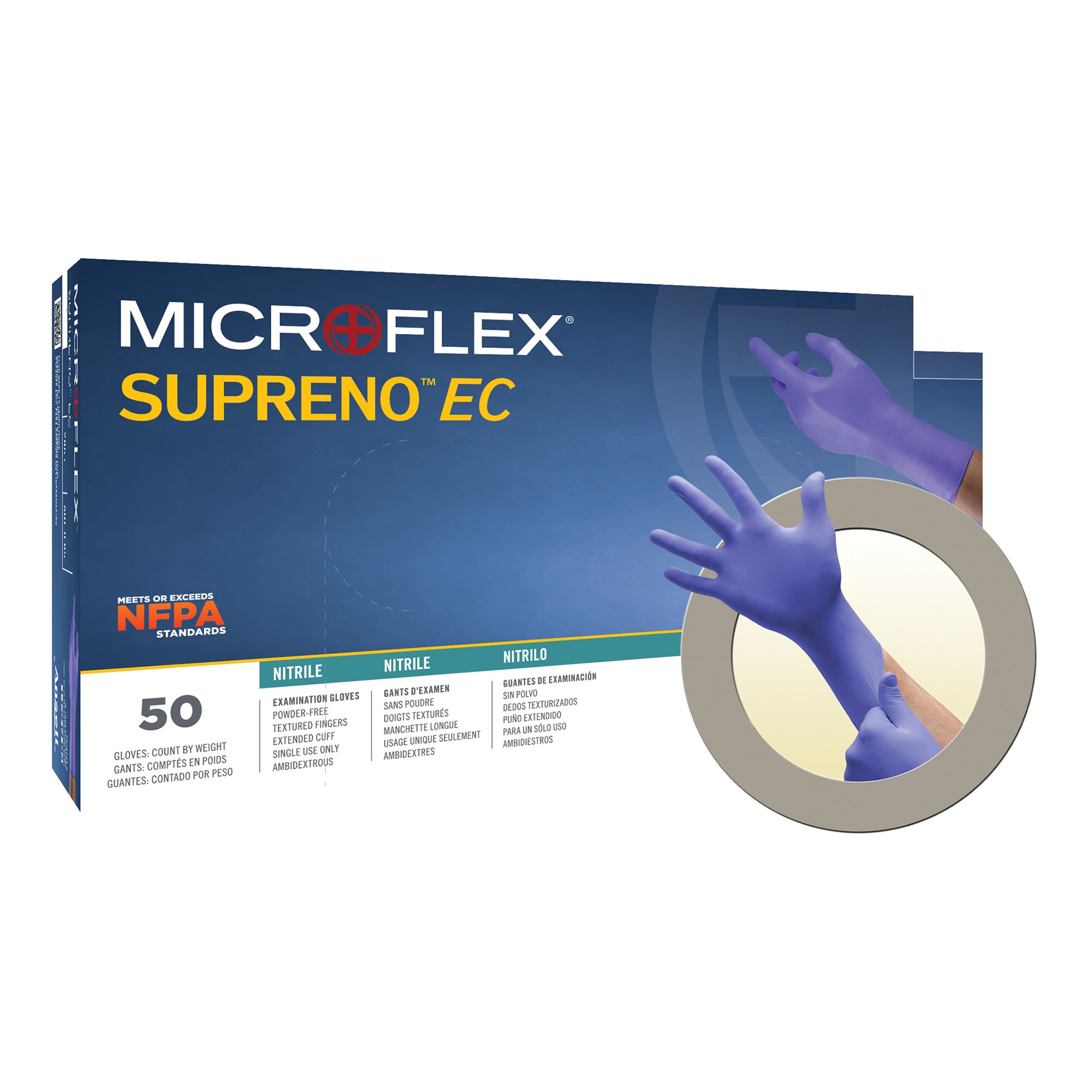 Supreno EC Nitrile Extended Cuff Length Exam Glove, Extra Large, Blue MK 446002