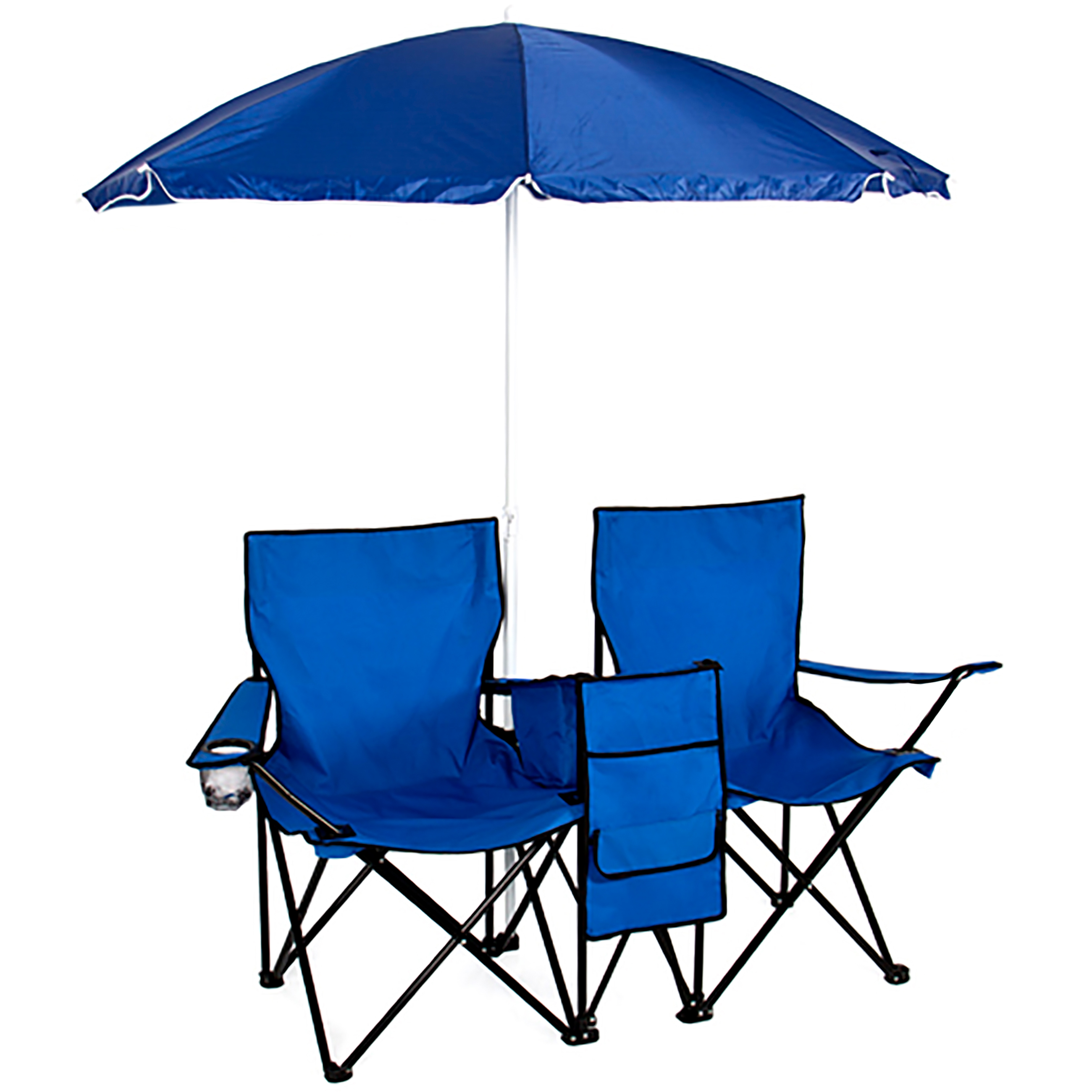 Picnic Double Folding Chair w/ Umbrella Table Cooler