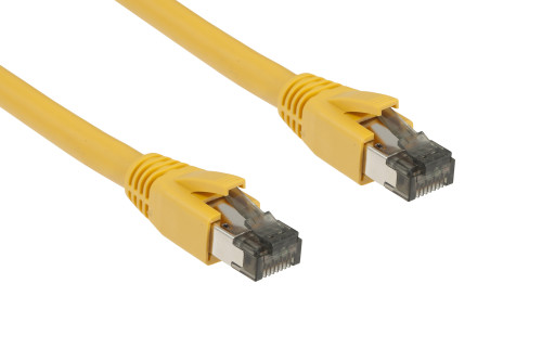 Image of CAT8 Shielded Ethernet Patch Cable, 40Gbps, Snagless, 15 ft, Yellow