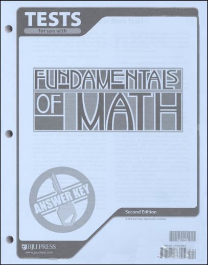 BJU Press Fundamentals of Math Tests Answer Key 2nd Edition