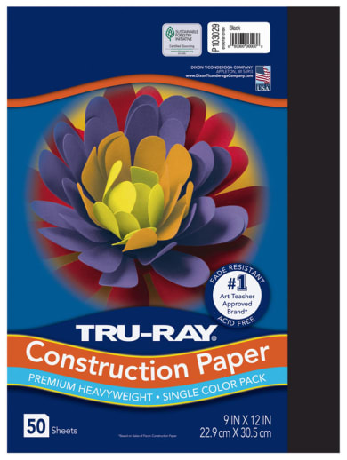 Construction Paper Fade-Resistant 9" x 12" Black
