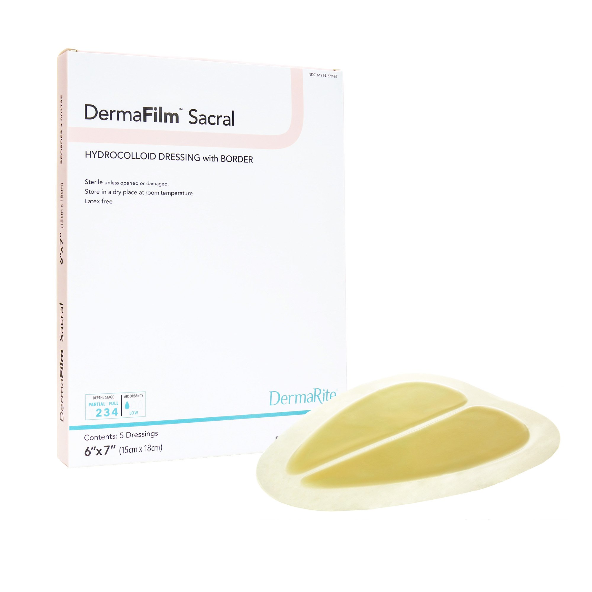 DermaFilm Hydrocolloid Dressing, 6 x 7 Inch Sacral MK 855205