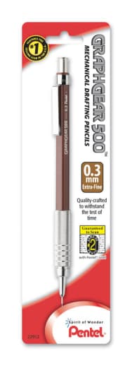 Pentel GraphGear 500 Mechanical Pencil - Brown Barrel (0.3mm)