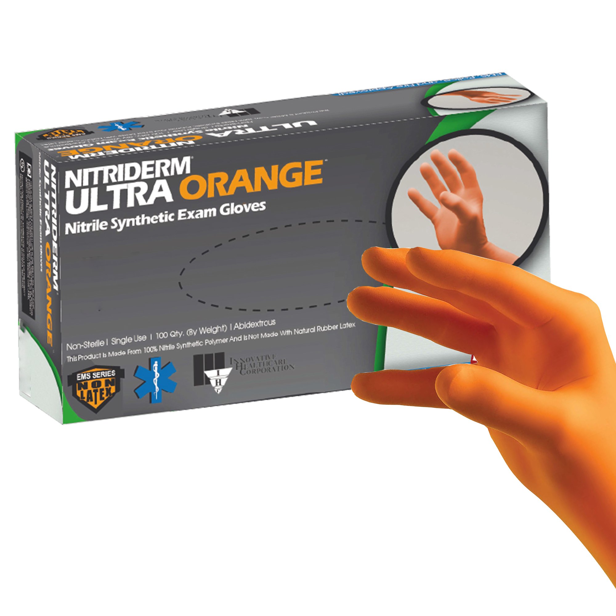 NitriDerm Ultra Orange Nitrile Exam Glove, Large, Orange MK 780243