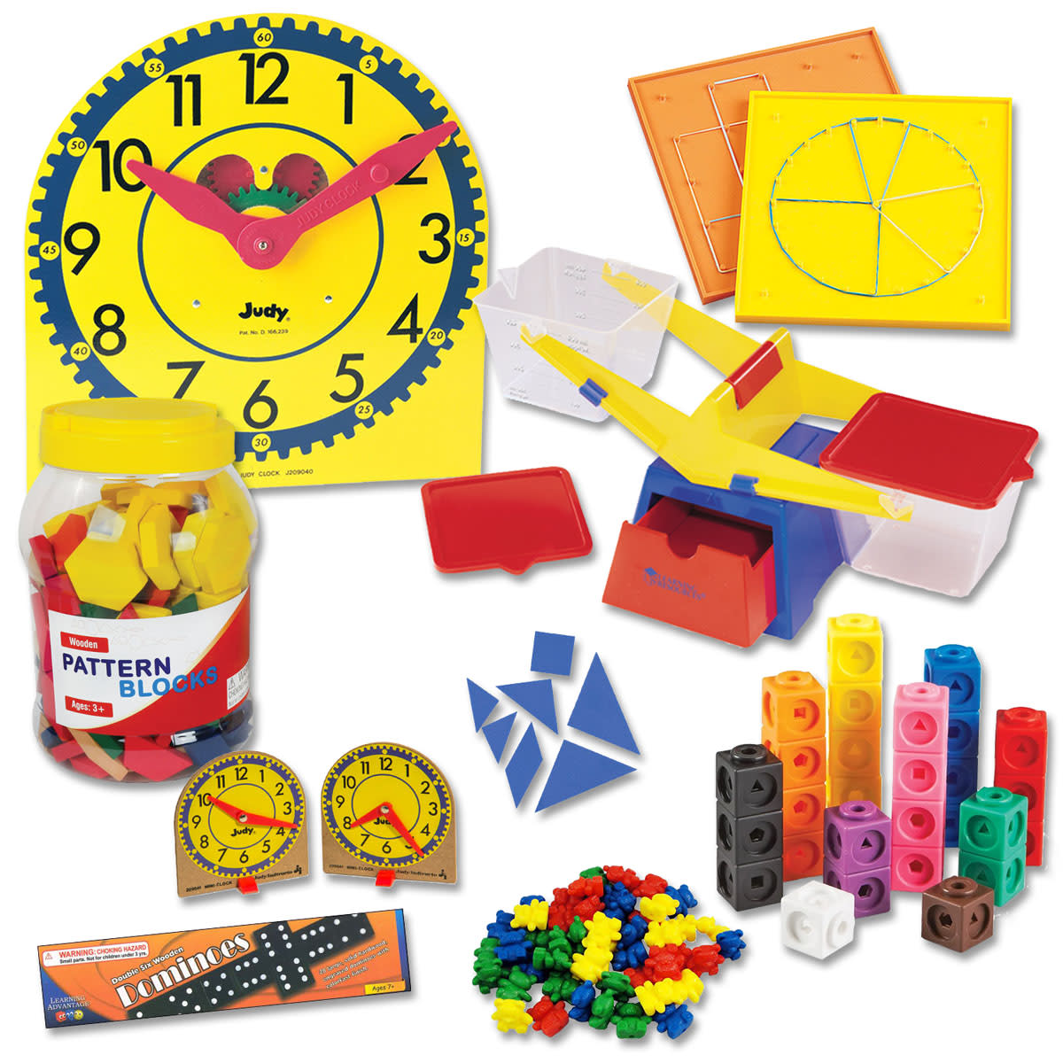 Manipulative Kit K (Wooden Pattern Block Upgrade, Judy Clock, Optional Items)