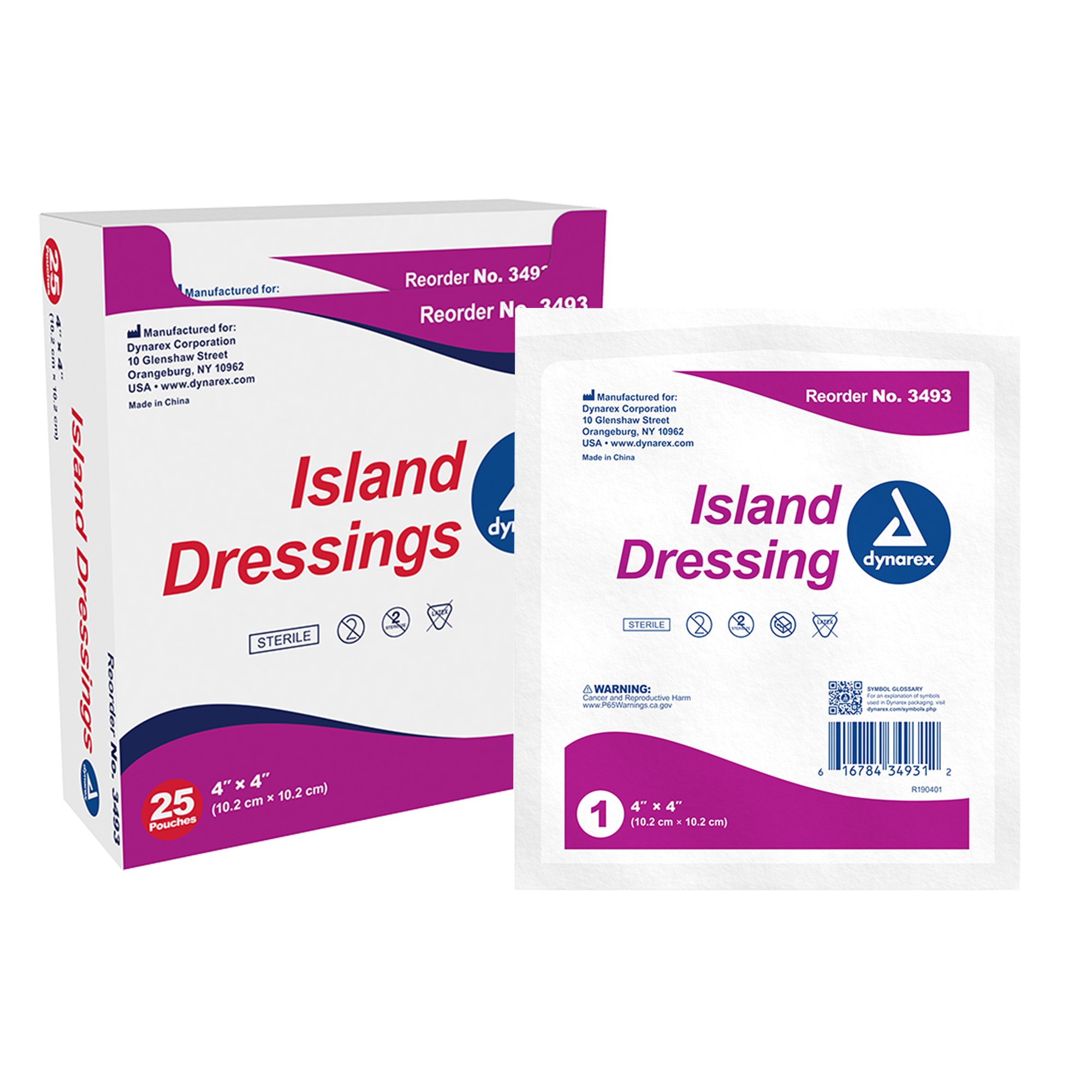 dynarex White Adhesive Dressing, 4 x 4 inch MK 903643