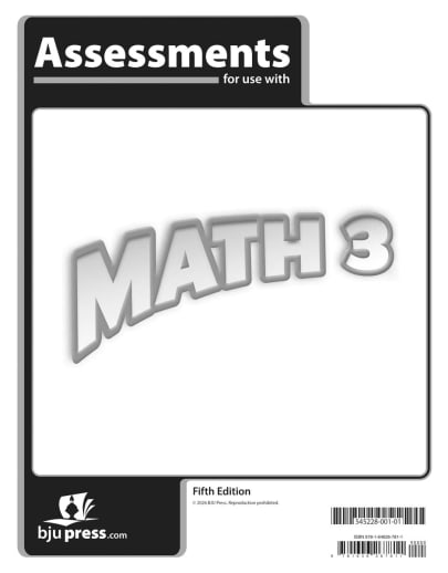 BJU Press Math 3 Assessments 5th Edition