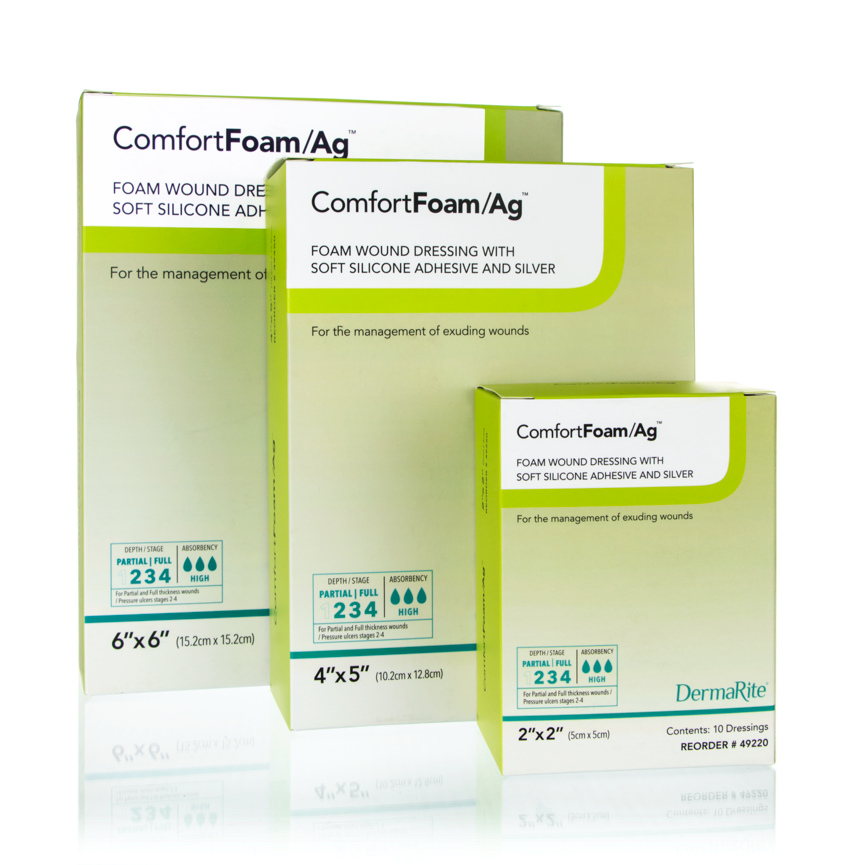 ComfortFoam/Ag Sterile Foam Dressing with Silver, 4 x 4 Inch MK 1068619