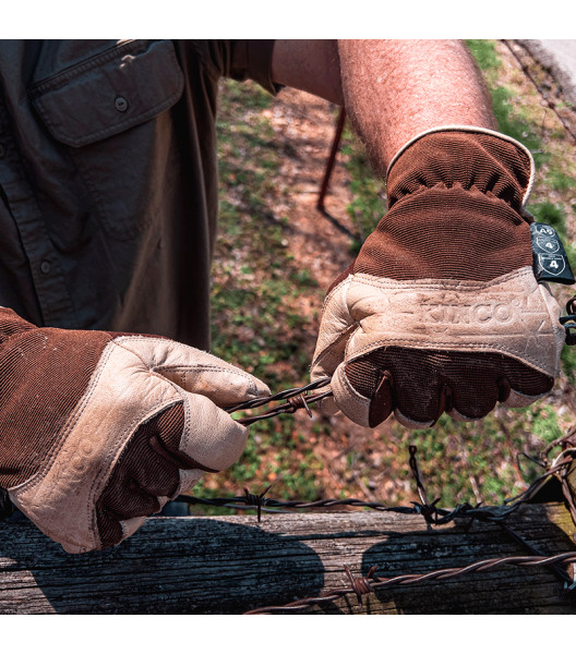 KincoPro&trade; CutFlector&trade; Defender&trade; Premium Grain Buffalo & Synthetic Hybrid with Steel Mesh Palm, Brown, large