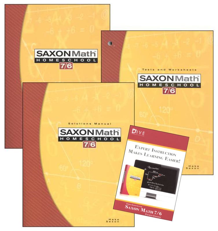 Math 7/6 4th Edition Saxon Home Study Kit plus DIVE CD-ROM