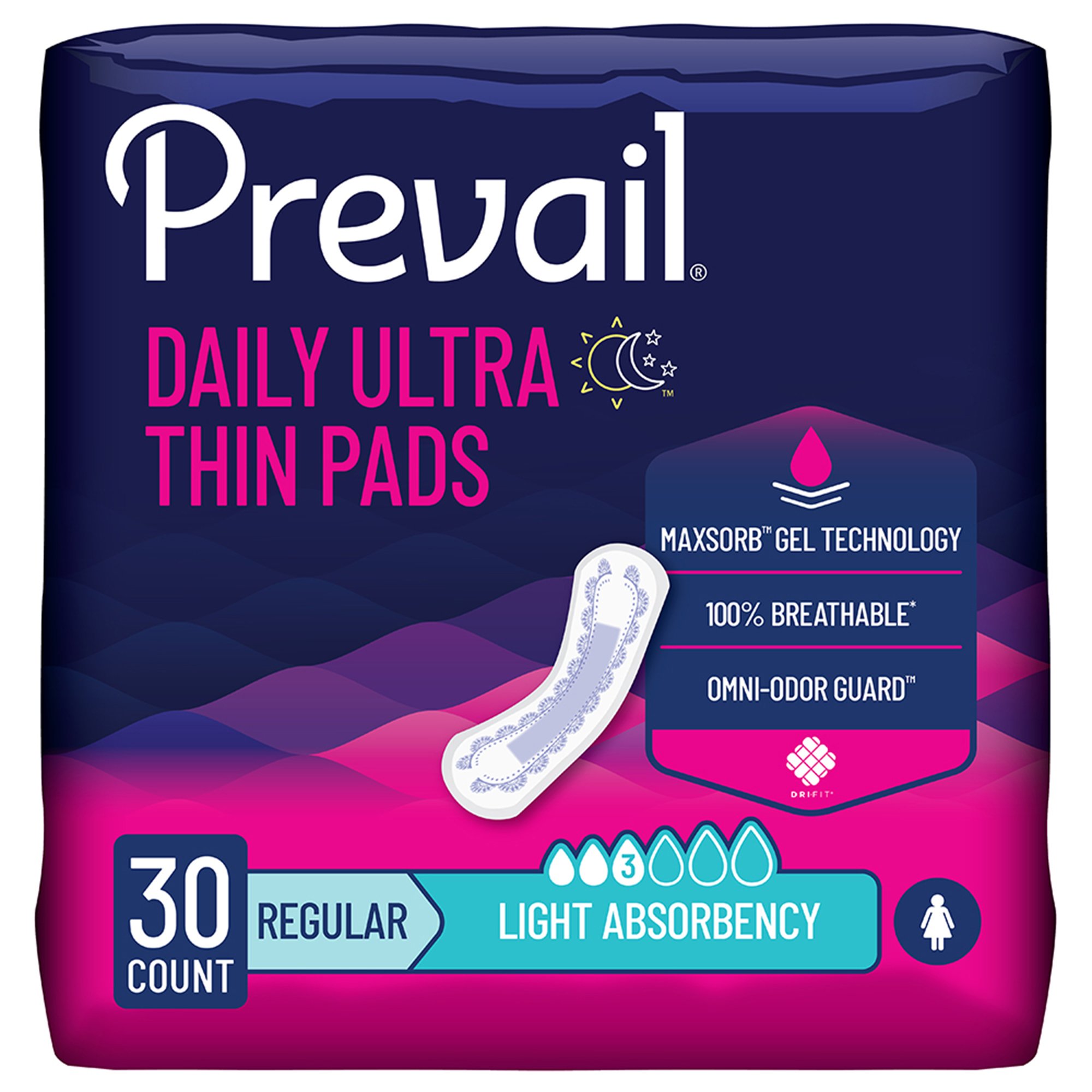 Prevail Daily Pads Light Absorbency Bladder Control Pad, 9 Inch MK 1129072