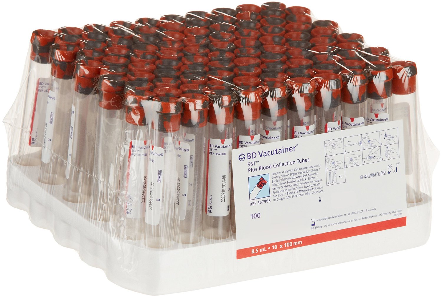 BD Vacutainer SST Venous Blood Collection Tube, 8.5 mL, 16 x 100 mm MK 207067