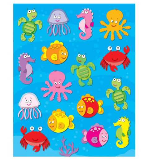 Sea Life Shape Stickers (96 stickers)