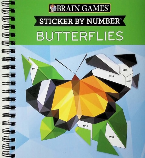 Sticker By Number: Butterflies (Brain Games) 104 pages