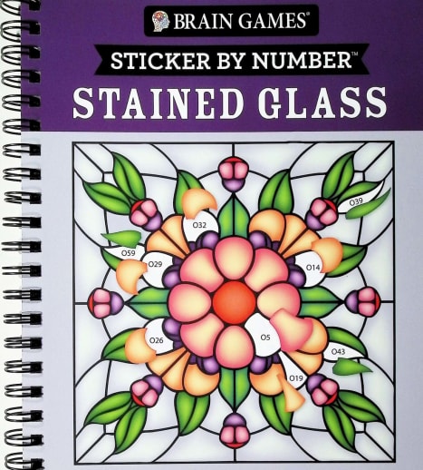 Sticker By Number: Stained Glass (Brain Games) 104 pages