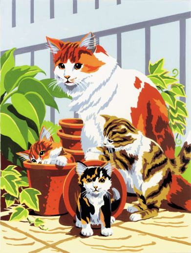 Painting By Numbers - Cat & Kittens (Junior Small)