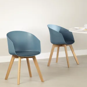 Ensemble de 2 chaises de salle à manger avec base en bois