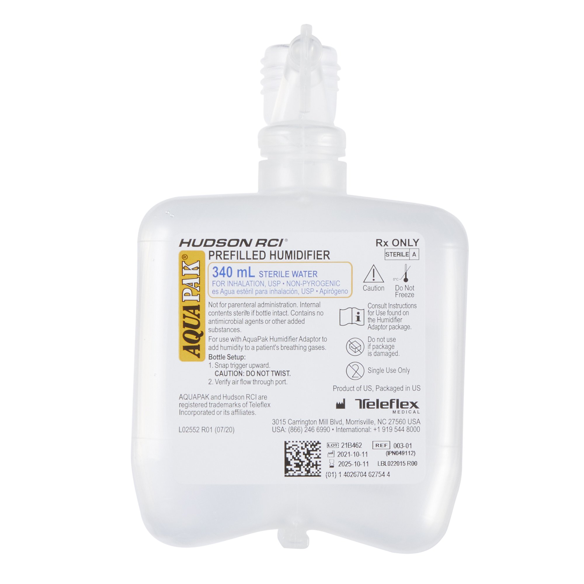 Aquapak Prefilled Bubble Humidifier Water Resevior, 340 mL MK 52033