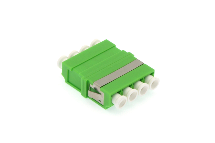Fiber Adapter, LC/APC Quad Singlemode, Non-Flanged, Green