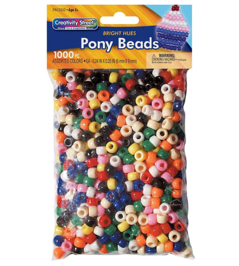 Pony Beads - Assorted Bright Hues (6mmx9mm) 1000 pieces