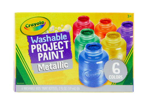 Crayola Washable Project Paint, Metallic 2 oz Bottles (6 count)