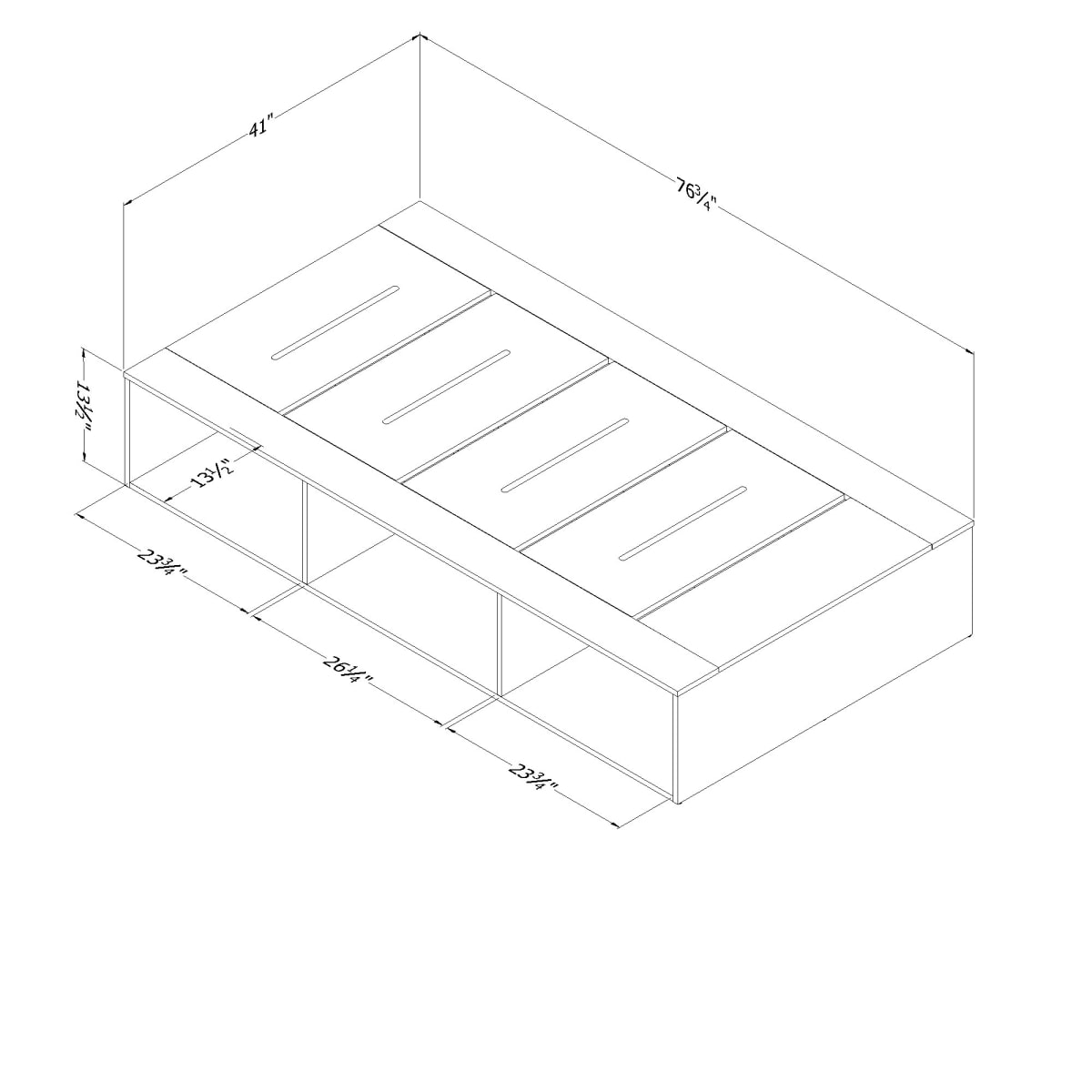 Hourra Platform Bed with Open Storage Bed Kids Bedroom Baby and