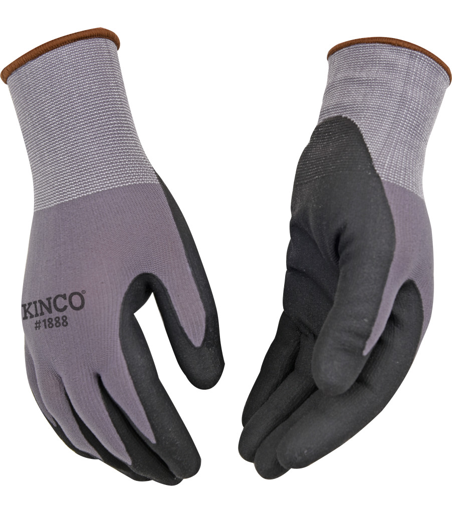 Gray Nylon-Spandex Knit Shell & CoolCoat&trade; Micro-Foam Nitrile Palm, Gray, large image number 2