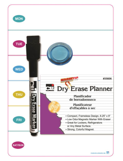 Magnetic Planner Whiteboard (6.25" x 9") with Magnetic Marker/Eraser & Magnet