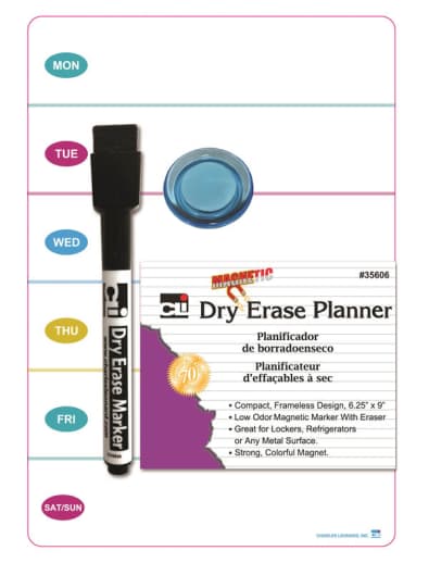 Magnetic Planner Whiteboard (6.25" x 9") with Magnetic Marker/Eraser & Magnet