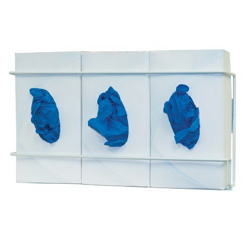 Glove Box Holder Horizontal or Vertical Mounted 3-Box Capacity White 3.75 X 8.16 X 16.32 Inch Coated Wire MK 1081940