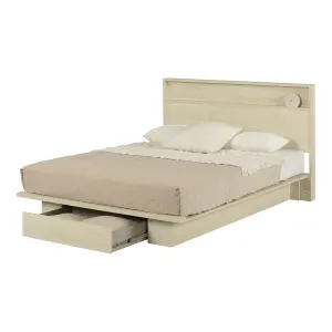 Platform Bed and Headboard with Storage Shelf Set