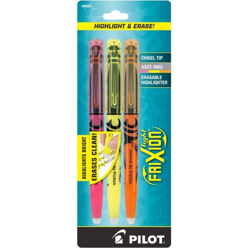 Frixion Eraseable Highlighter Asst Color 3pk