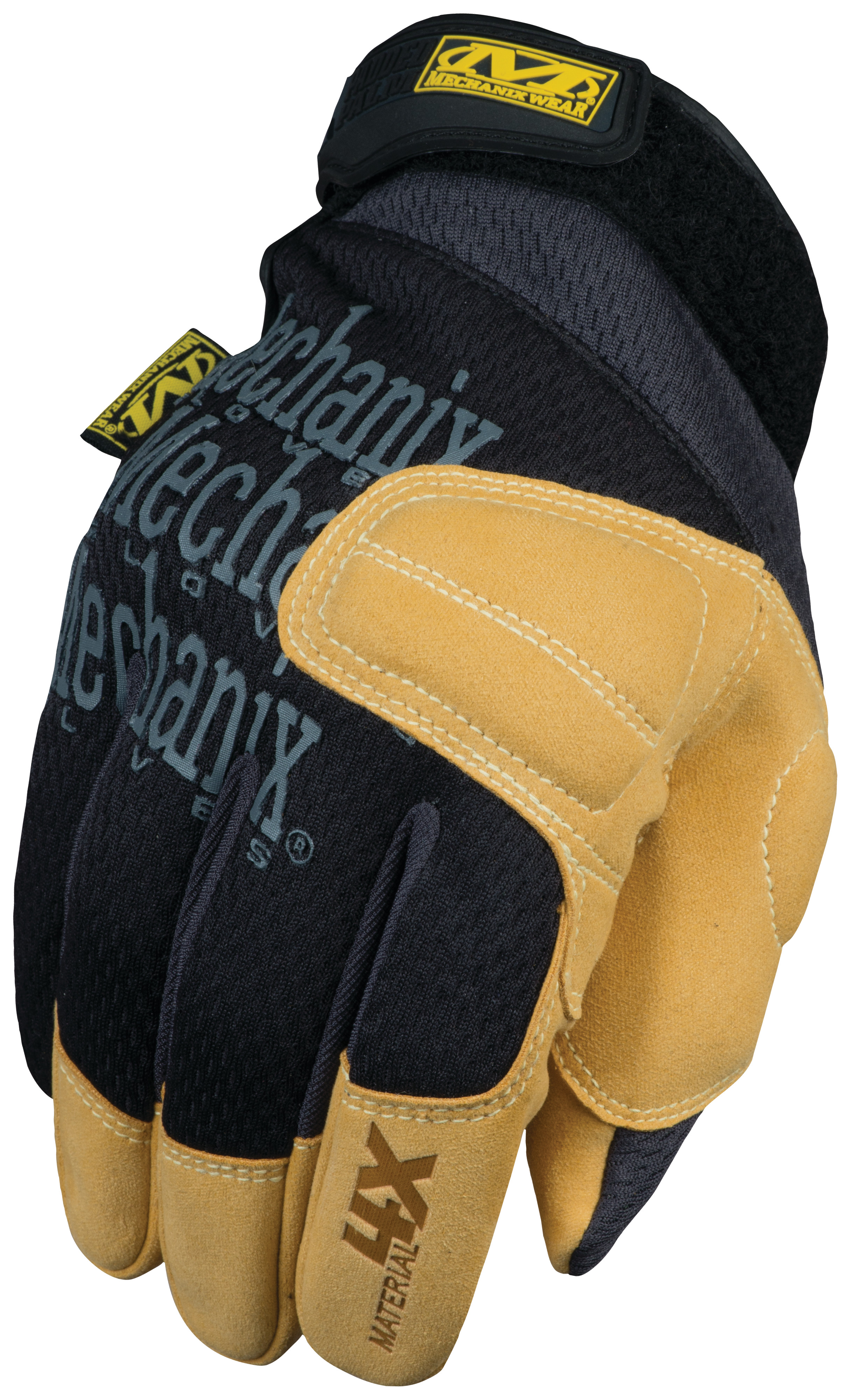 Gel-Padded Work Gloves, Large, Grain Leather Palm, Hook & Loop