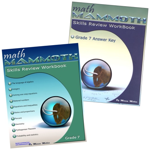 Math Mammoth Grade 7 Color Skills Review Workbook and Answer Key Package