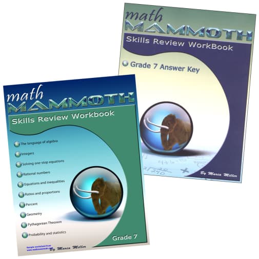 Math Mammoth Grade 7 Color Skills Review Workbook and Answer Key Package