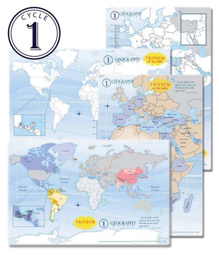 Trivium at the Table Placemats: Cycle 1 Geography - Set of 4 Maps